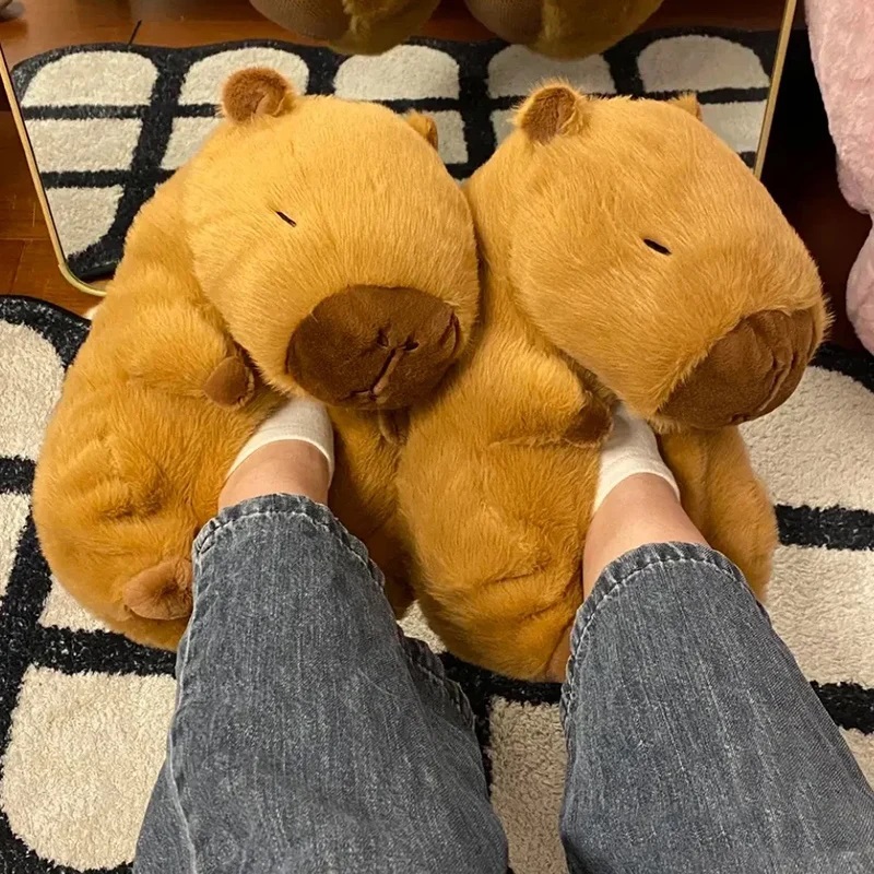 Women Shoes Winter - ノベルティカピバラスリッパユニセックス動物スライド靴女性のかわいいファジーホームスリッパ女性冬暖かい部屋の床の靴カップル