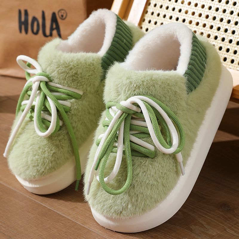 Women Shoes Winter - 新型立体フルラップスリッパ ホームふわふわコットンシューズ 2025 デザイナーレースアップ アウトドアふわふわウォーキングシューズ