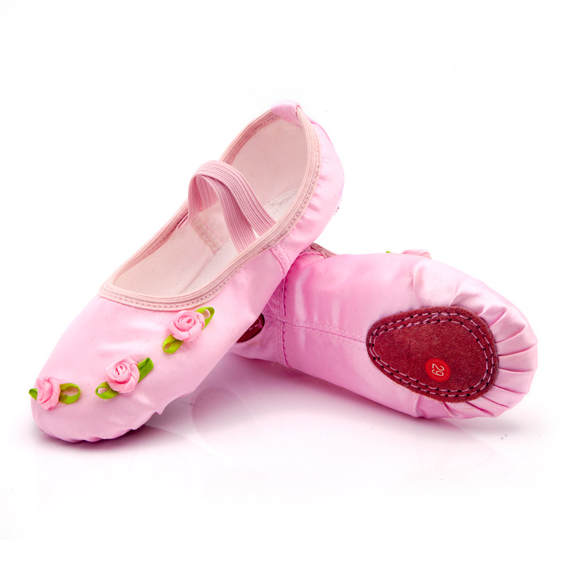 Women'S Xc Shoes - デザイナーガールズサテン練習用シューズ ソフトボトム ダンスローズフラワー 幼稚園公演用 バレエシューズ