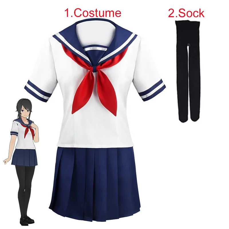 Women'S Shoes Navy Blue - ハロウィンパーティーガールのネイビーブルーセーラースカートパンストロリ黒革靴ヤンデレシミュレーターあやのあいしコスプレ衣装