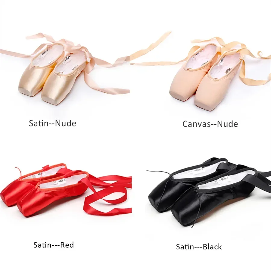 Women'S Xc Shoes - TIEJIAN プロフェッショナルバレエポアントシューズ キャンバスサテン ピンク ブラック レッド