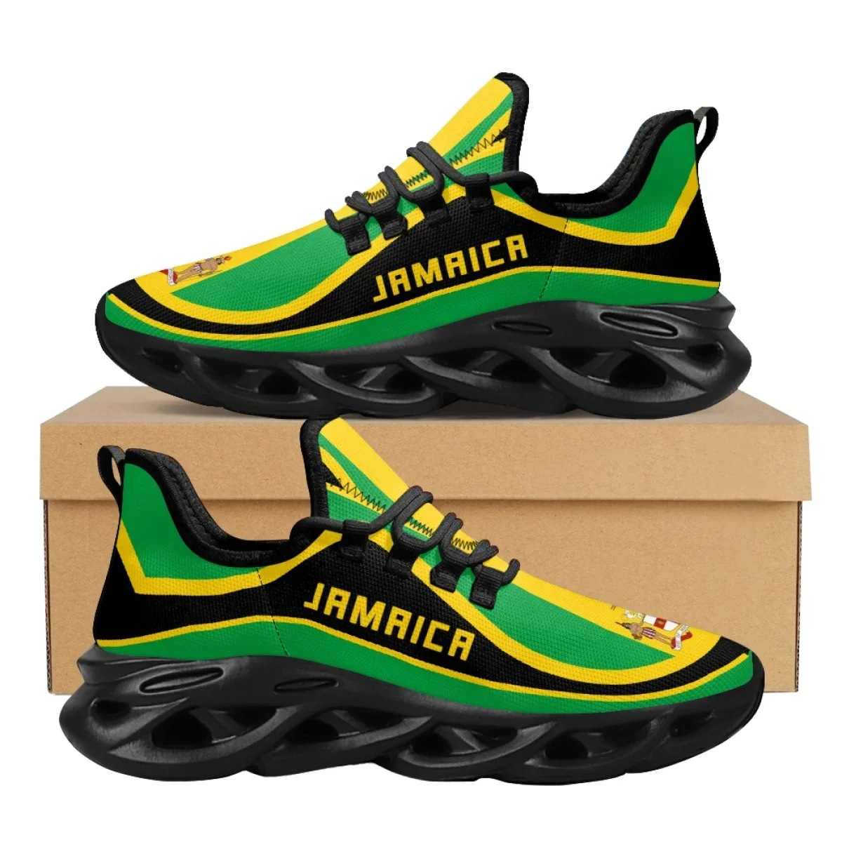 Women Shoes Name - ジャマイカ国旗柄軽量レースアップメッシュシューズ女性男性用愛国心プライドシューズプラットフォームスニーカーカスタムネームザパトス