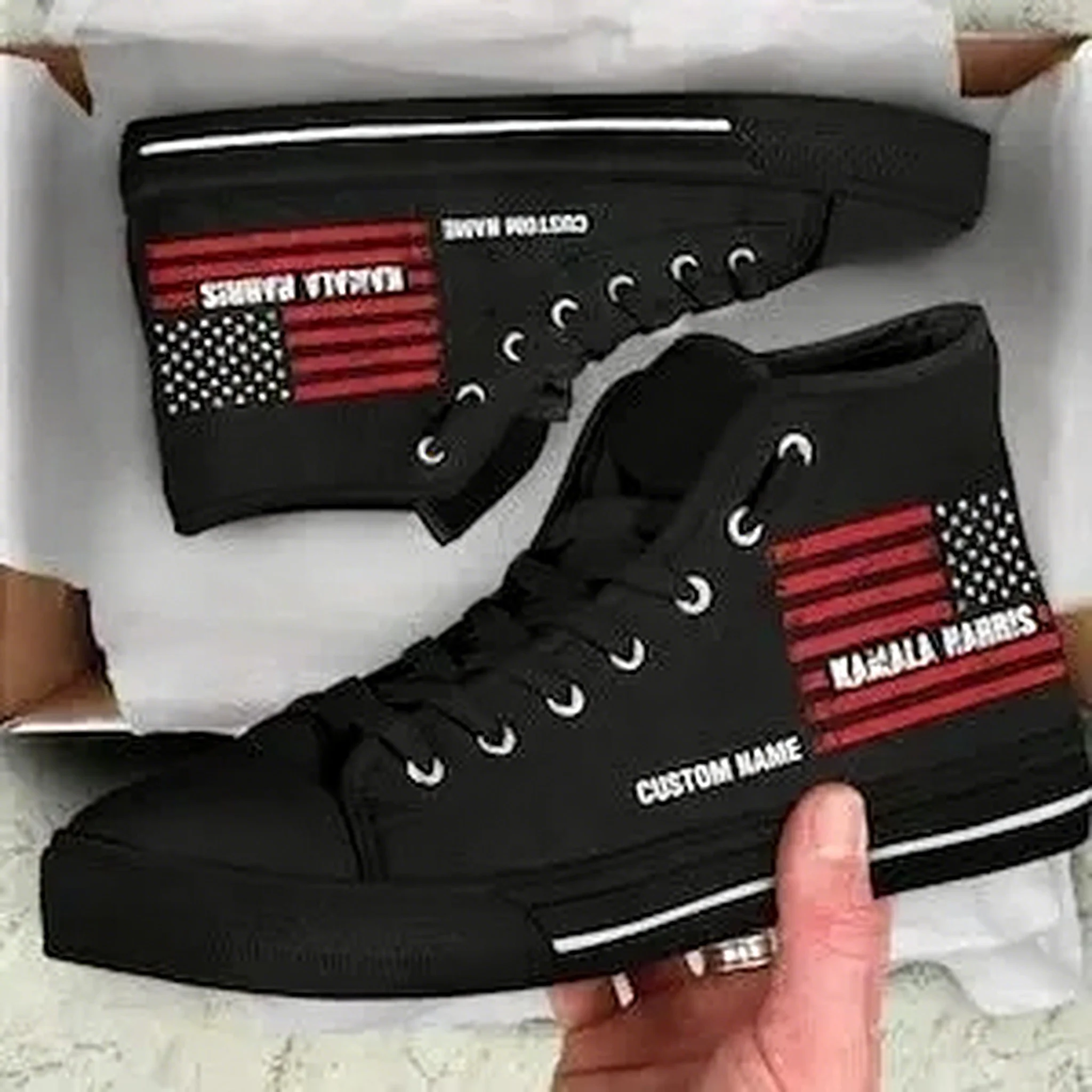 Women Shoes Name - 選挙カスタム名ハイカットスニーカー高品質メンズレディースティーンエイジャーキャンバススニーカーカジュアルカップルシューズカスタムシューズ