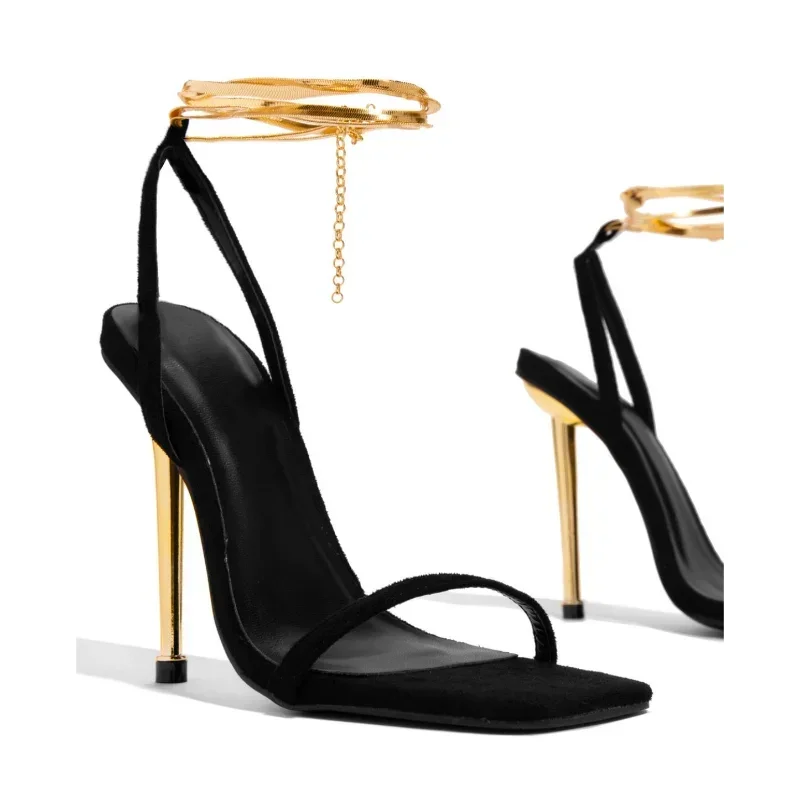 Platform Mule Heel - セクシーな女性のゴールド南京錠ハイヒールサンダル女性薄いシングルストラップメタルスティレットサンダルゴールドヒール靴 36 43
