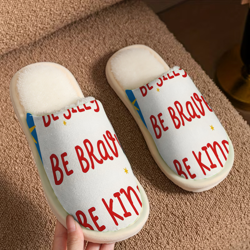Women Shoes Kinds - Kind Quote 高級プラッシュスリッパ メンズ レディース 冬用