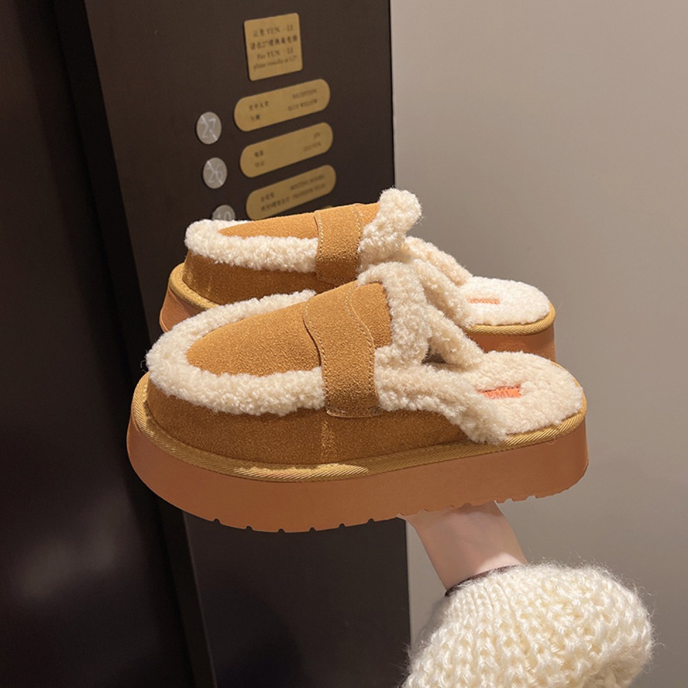 女性スリッパデザイナーフロストレザー冬ブーツ厚底家庭用綿スリ - Women Shoes Boots のレビューと価格