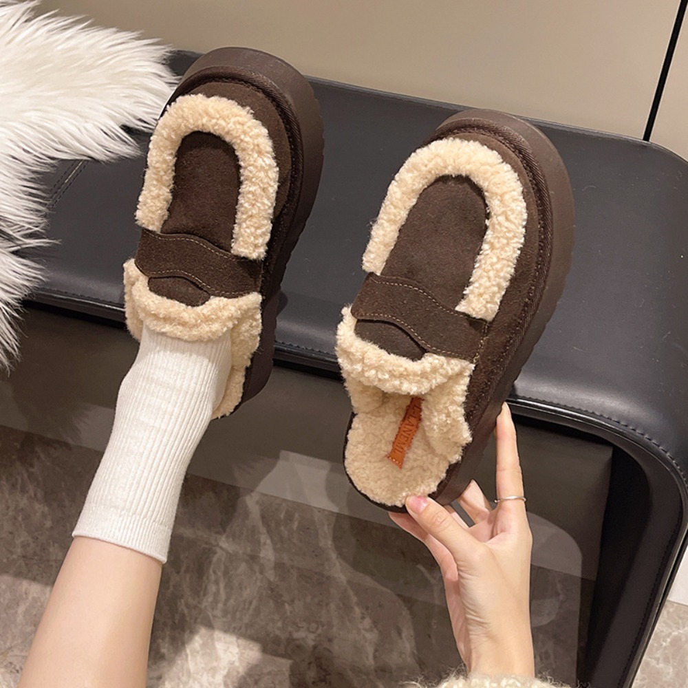 女性スリッパデザイナーフロストレザー冬ブーツ厚底家庭用綿スリ - Women Shoes Boots のレビューと価格