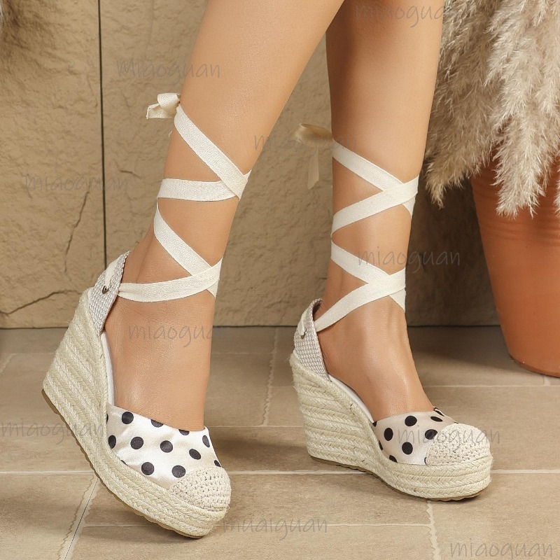 2026年春夏新作 レディース ドット柄 エスパドリーユ ウ - Espadrille Wedge Shoes のレビューと価格