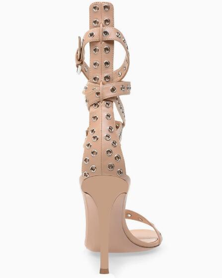 アプリコットゴールドスライバーレザーアイレットメタルバックル - Women Shoes Boots のレビューと価格