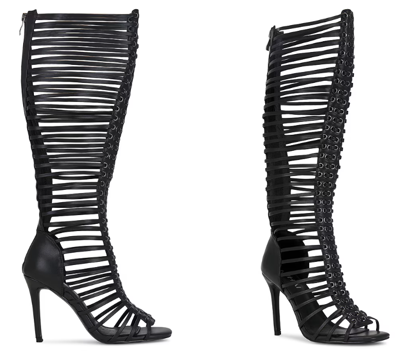 女性黒ケージストラップスティレットヒールアンクルサンダルブー - Women Shoes Boots のレビューと価格