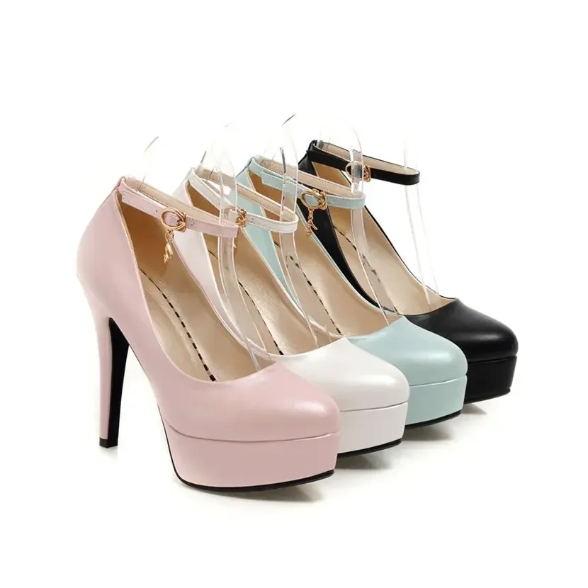 女性用プラットフォーム付きハイヒールパンプス,ラージサイズ, - Women'S Shoes Navy Blue のレビューと価格