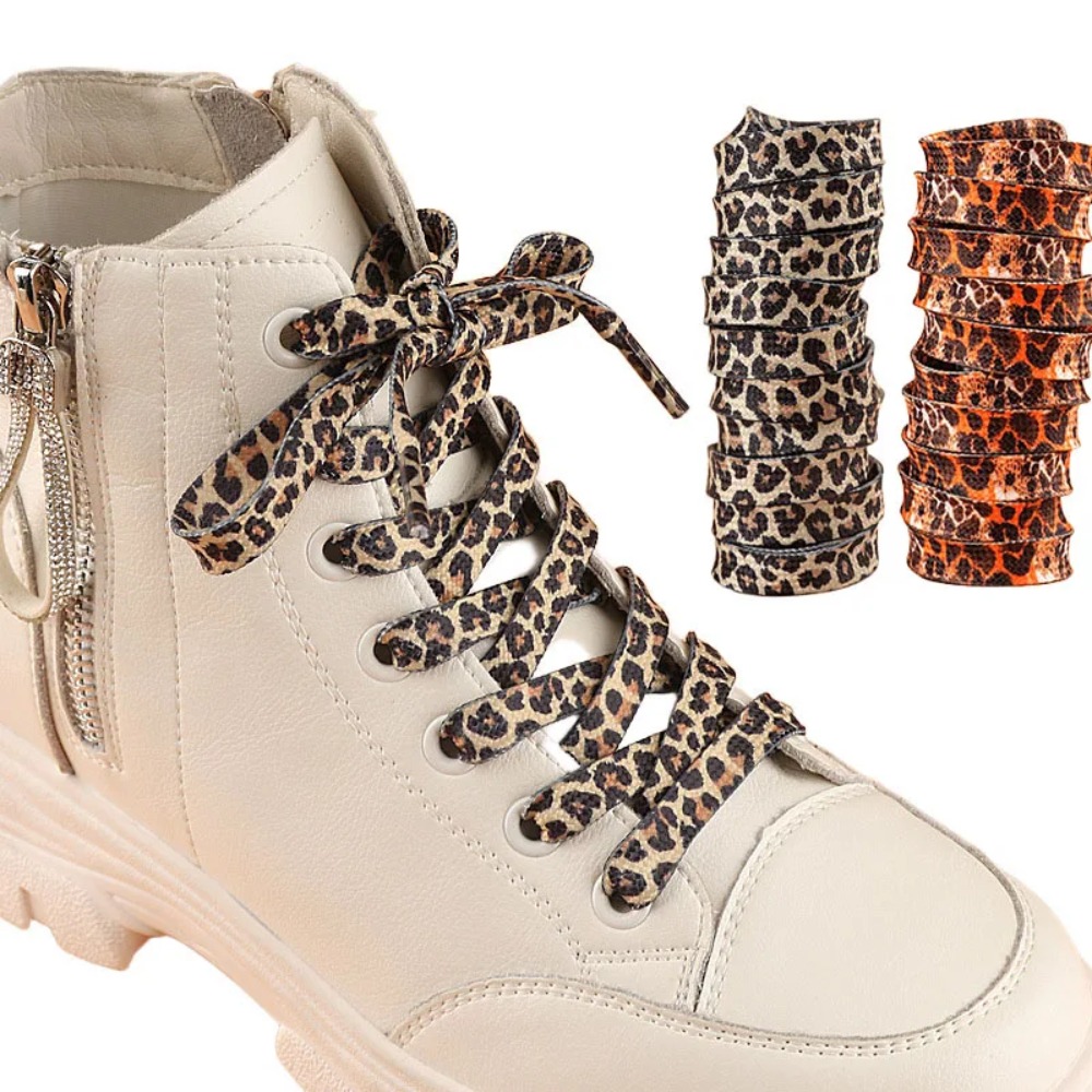 クラシックヒョウ柄靴ひも女性ガール男性フラットレースクリエイ - Women Shoes Kinds のレビューと価格