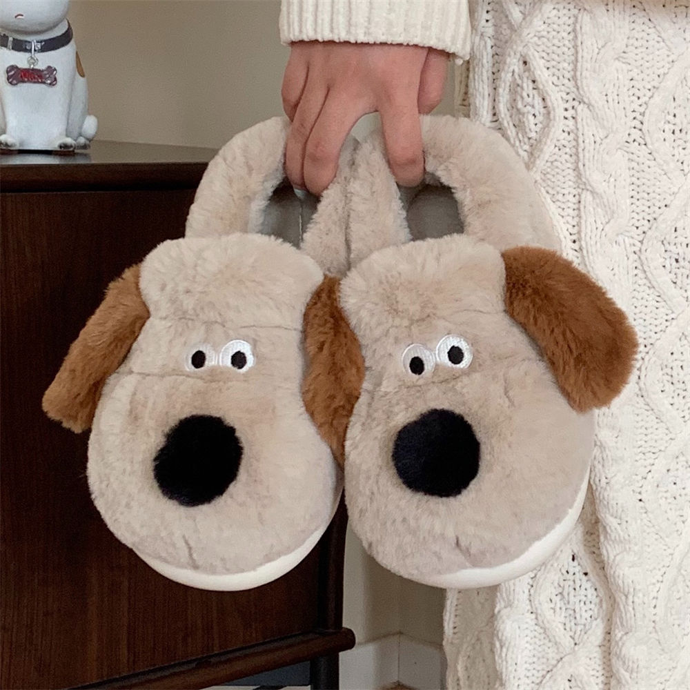 Size36-45抱擁犬スリッパ女の子ふわふわ暖かいスライド - Women Shoes Winter のレビューと価格
