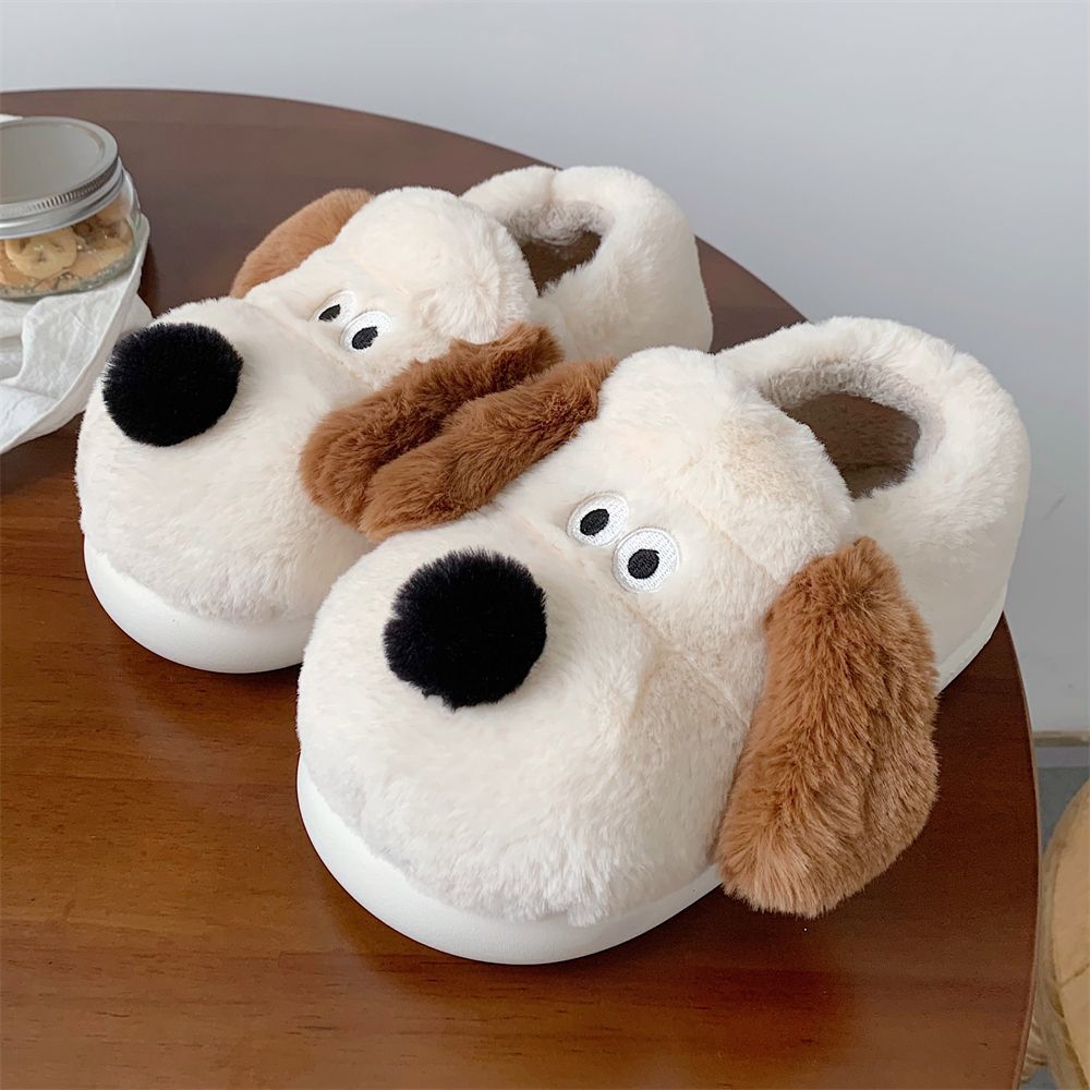 Size36-45抱擁犬スリッパ女の子ふわふわ暖かいスライド - Women Shoes Winter のレビューと価格