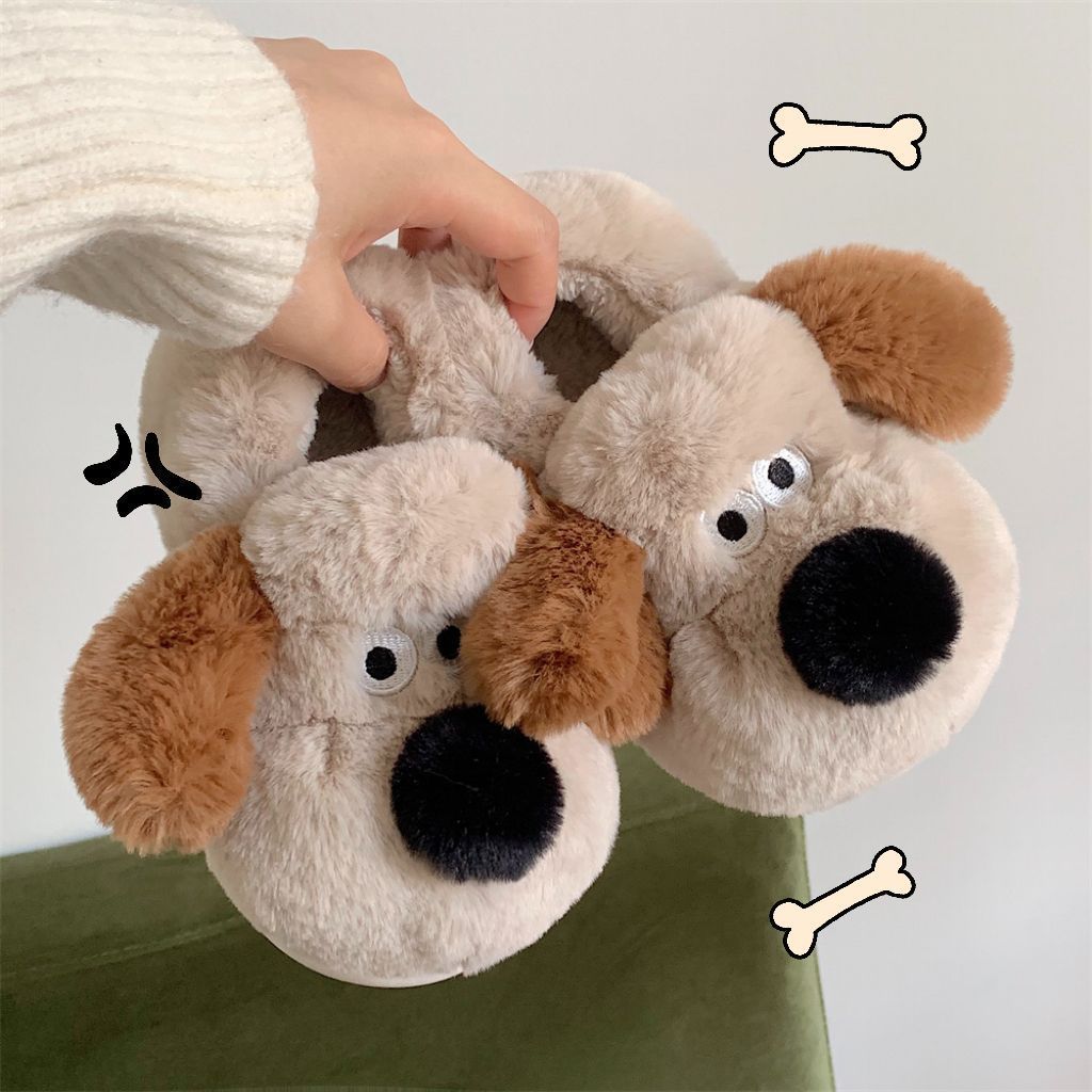 Size36-45抱擁犬スリッパ女の子ふわふわ暖かいスライド - Women Shoes Winter のレビューと価格