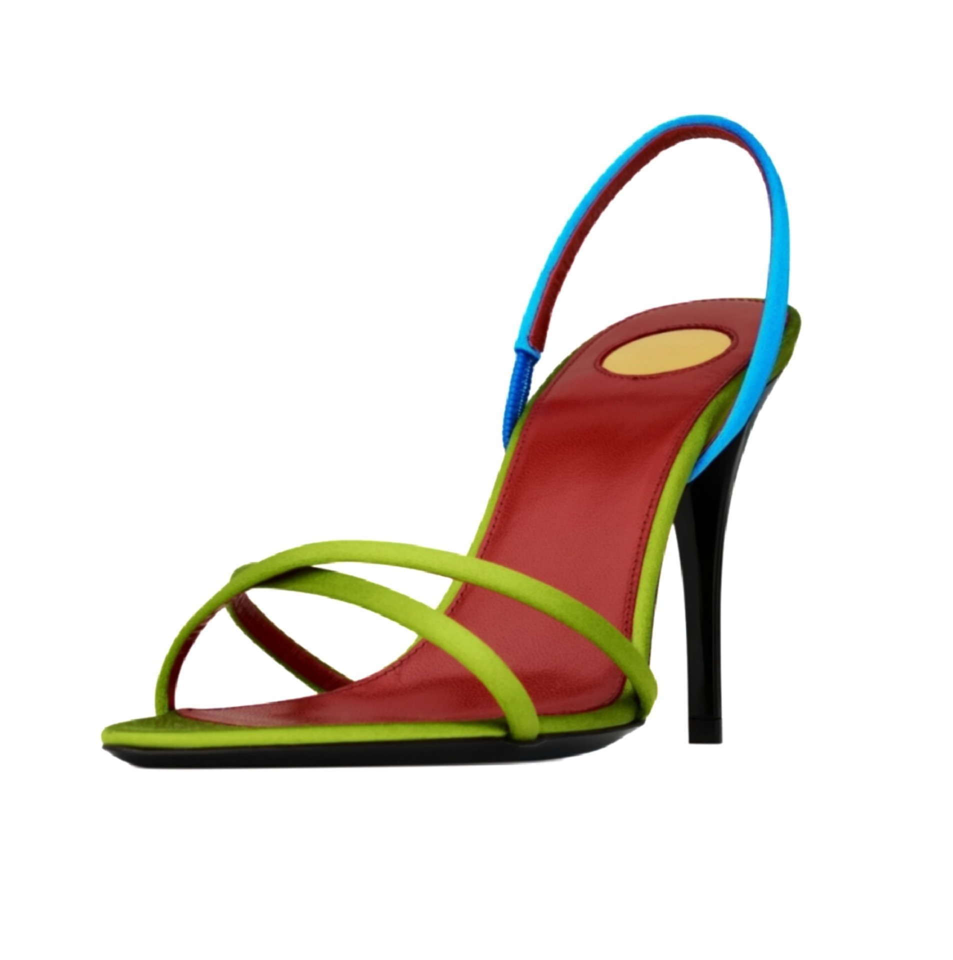 レディース カラーブロック サテン クリスクロスストラップ  - Platform Mule Heel のレビューと価格