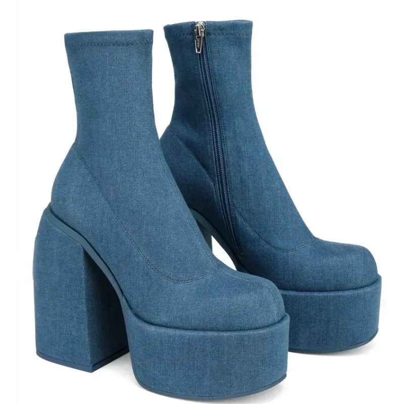 デザイナーアンクルブーツ女性のためのブランドの女性のヒールプ - Women'S Shoes Navy Blue のレビューと価格