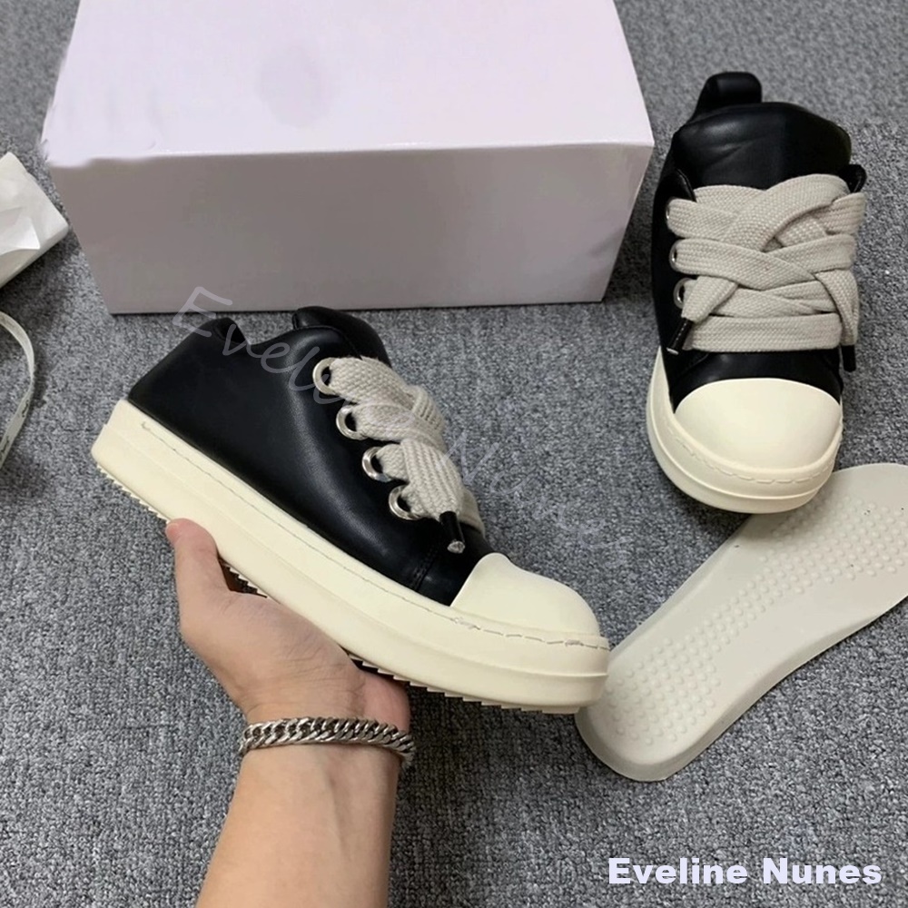 ユニセックス ブラックレザー プラットフォームスニーカー ホ - Women'S Shoes Y2K のレビューと価格