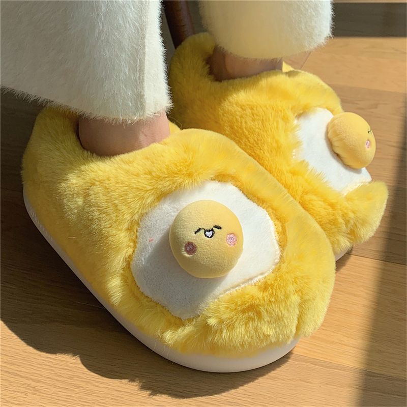 新しい可愛い目玉焼き型ぬいぐるみスリッパ レディース ノベル - Women Shoes Winter のレビューと価格