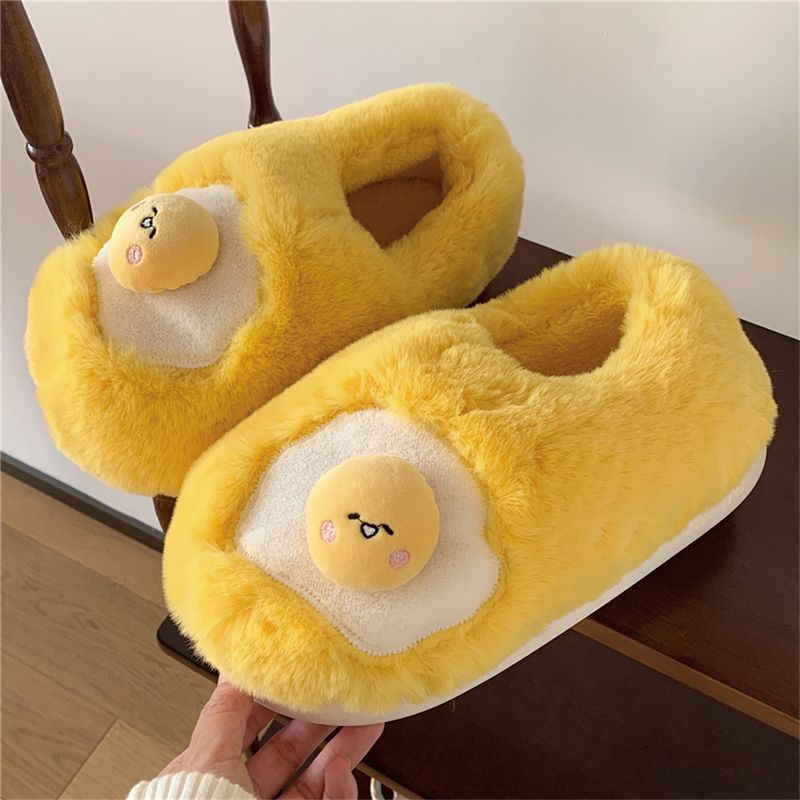 新しい可愛い目玉焼き型ぬいぐるみスリッパ レディース ノベル - Women Shoes Winter のレビューと価格