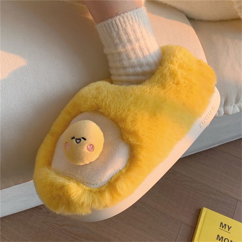 新しい可愛い目玉焼き型ぬいぐるみスリッパ レディース ノベル - Women Shoes Winter のレビューと価格