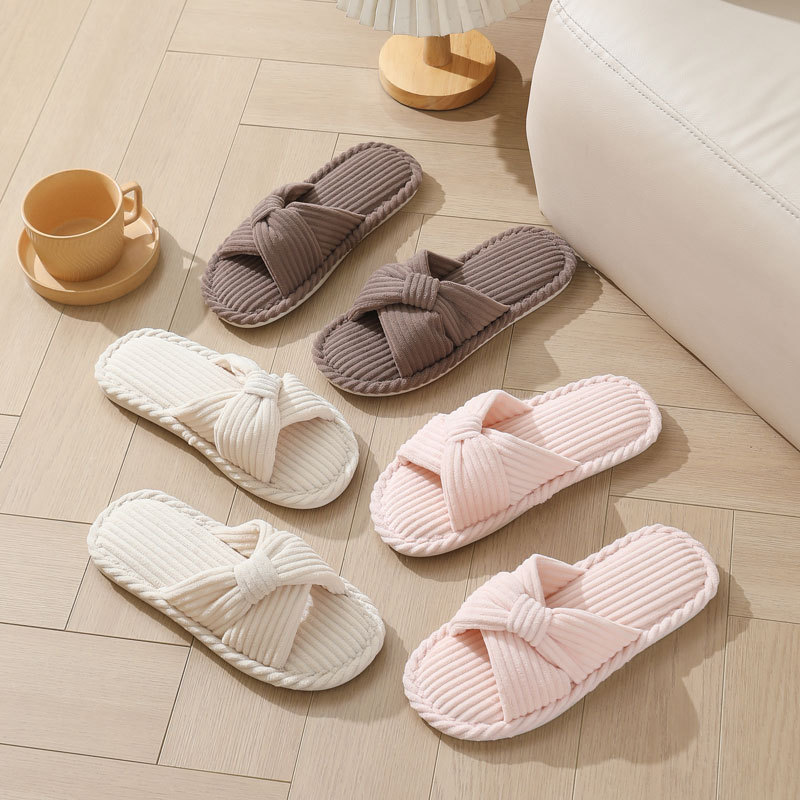 コーデュロイクロスストラップホームスリッパ女性のためのオープ - Women Shoes Winter のレビューと価格