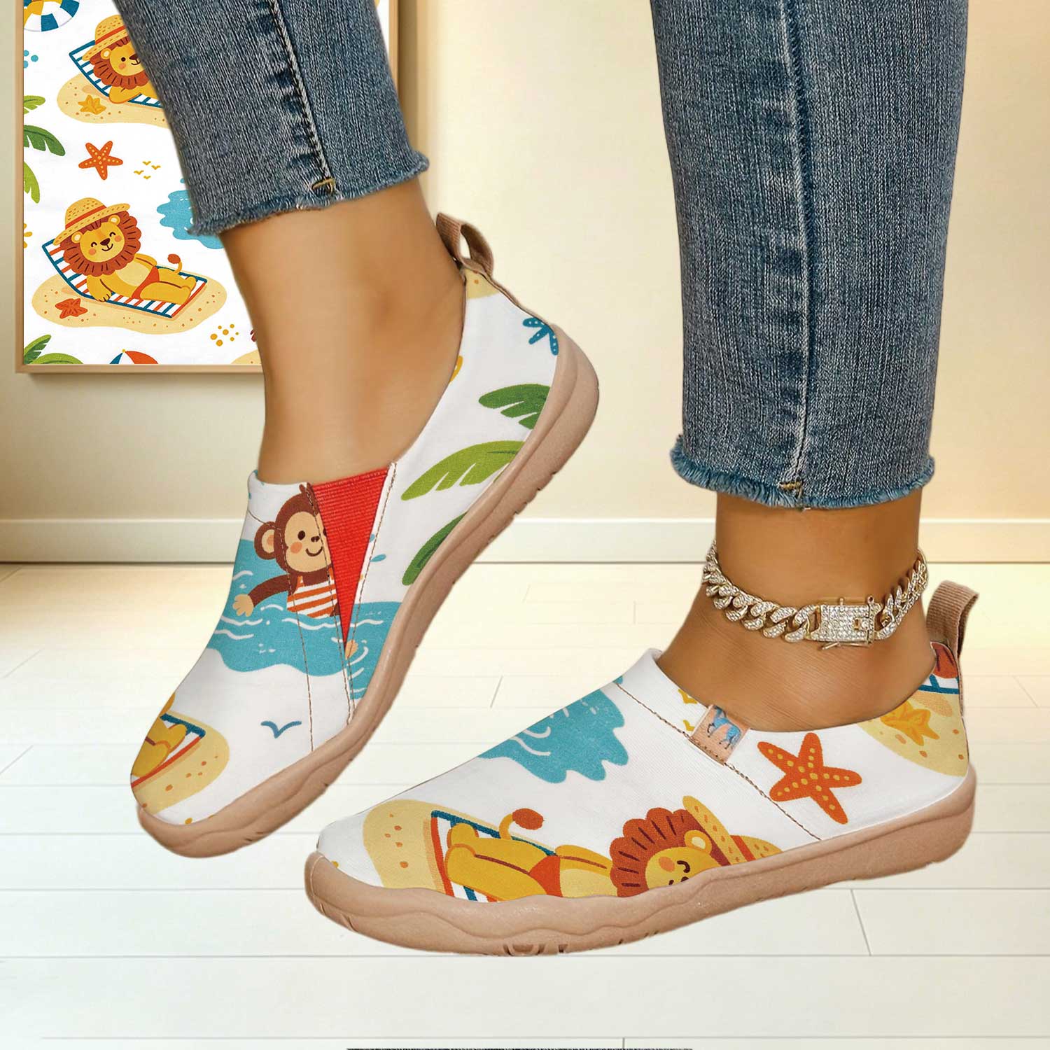 女性用ワイドトゥボックスサマービーチカートゥーンアニマルプリ - Women'S Shoes With Wide Toe Box のレビューと価格