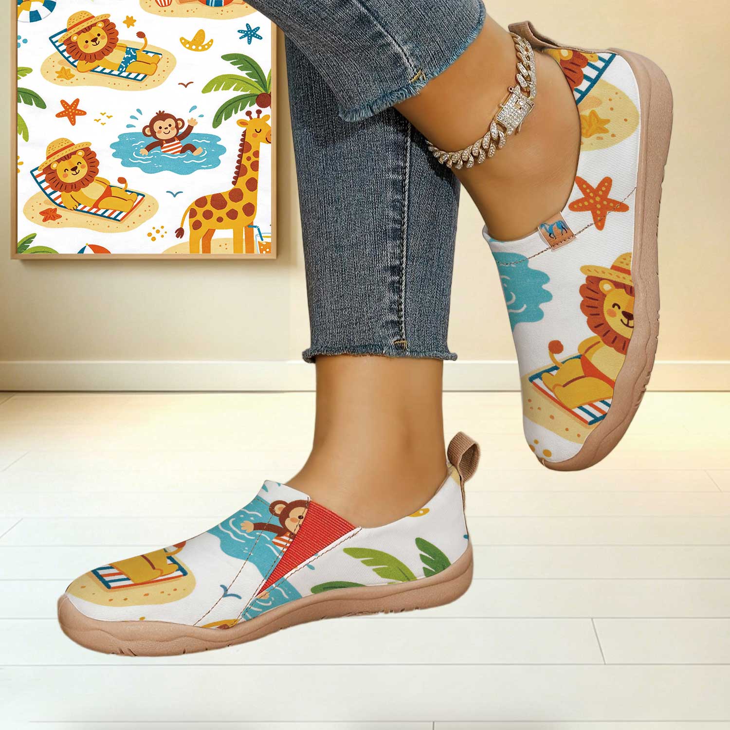 女性用ワイドトゥボックスサマービーチカートゥーンアニマルプリ - Women'S Shoes With Wide Toe Box のレビューと価格