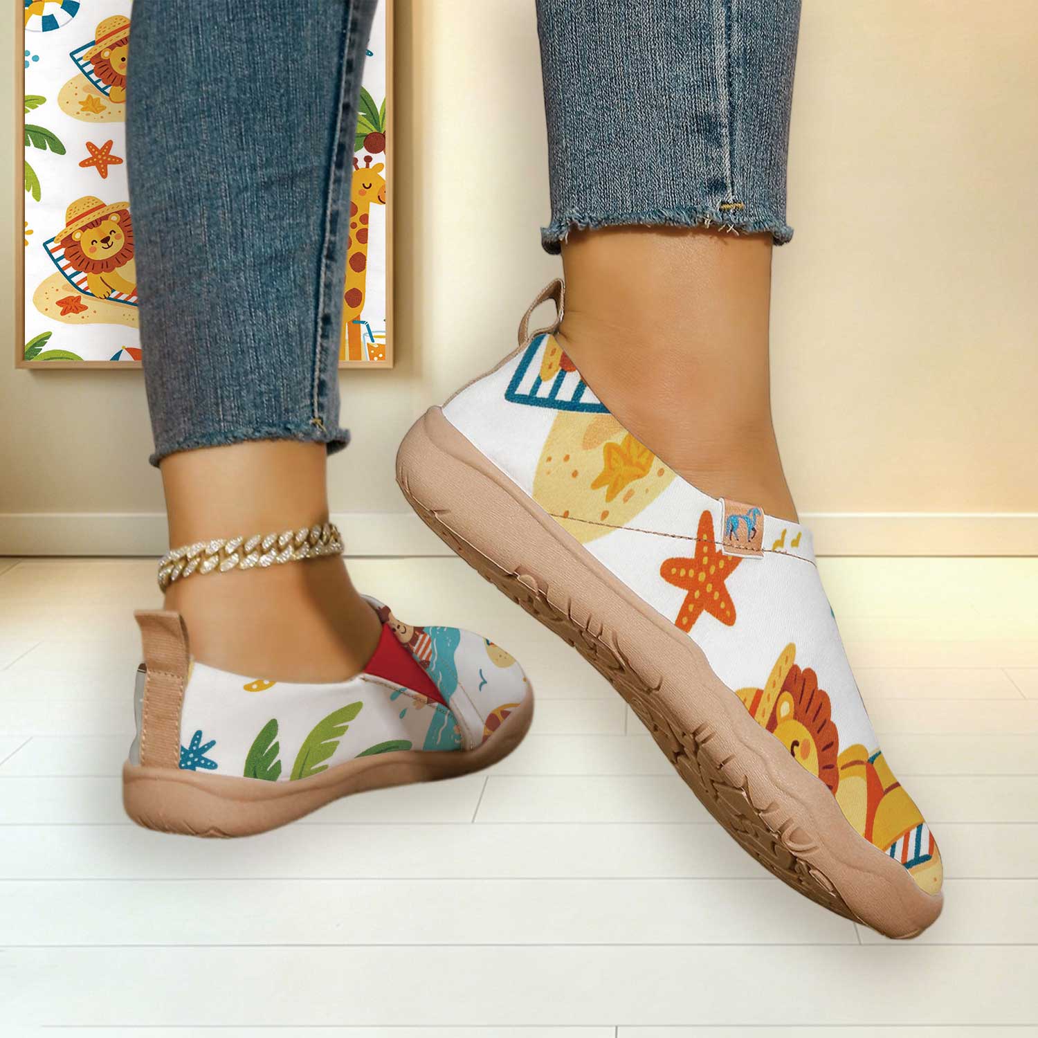 女性用ワイドトゥボックスサマービーチカートゥーンアニマルプリ - Women'S Shoes With Wide Toe Box のレビューと価格